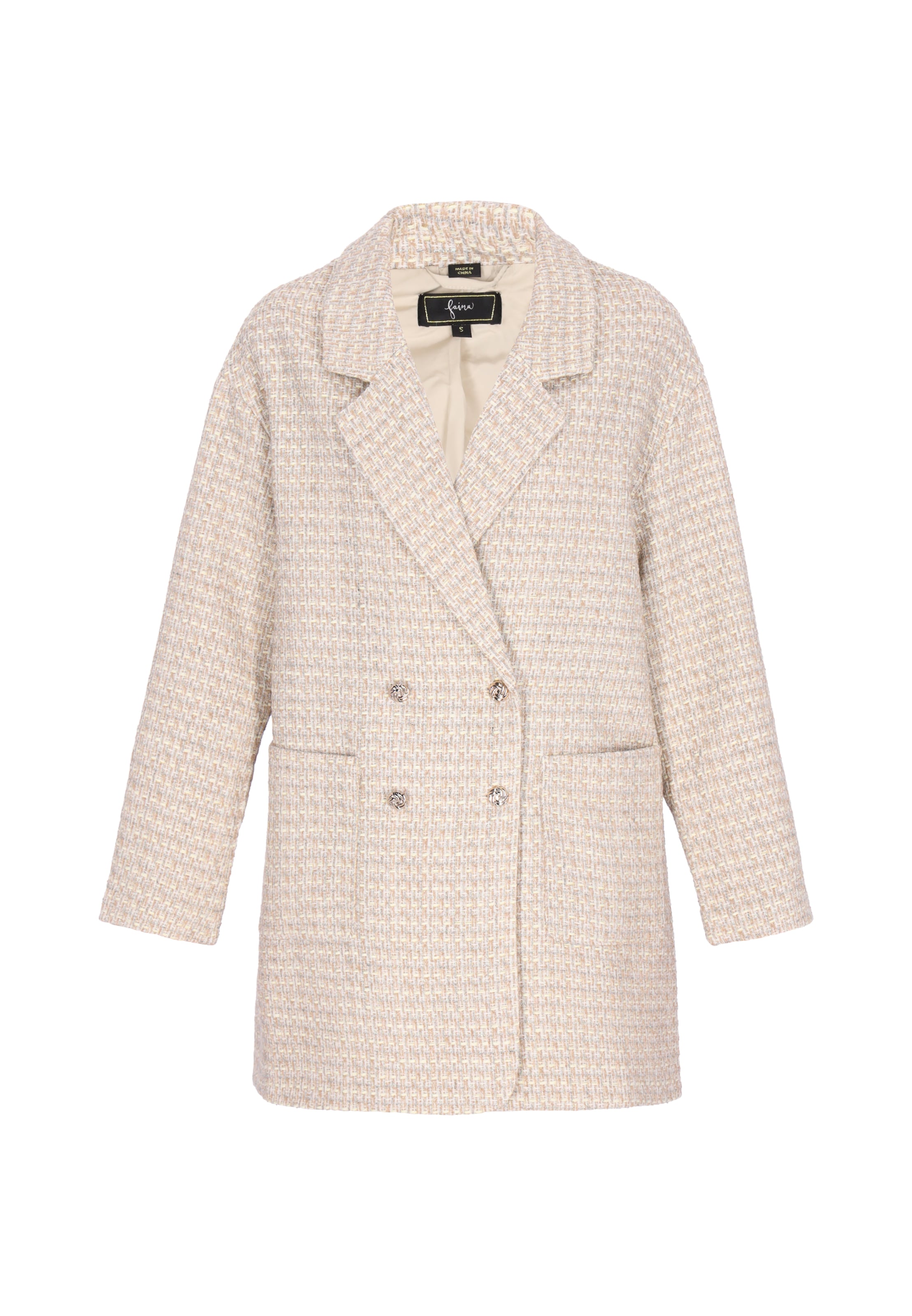 faina Mantel 'Festive' in Beige: Vorderseite