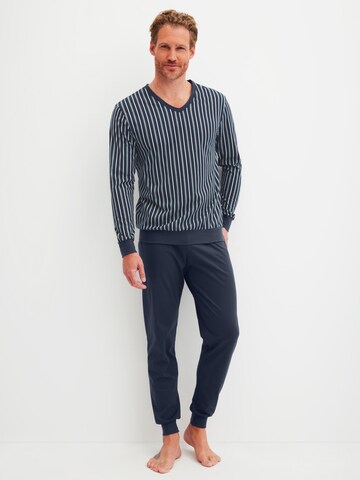 CALIDA Pyjama lang 'Cotton Special'‌‌‌‌‌‌ in Blau: Vorderseite
