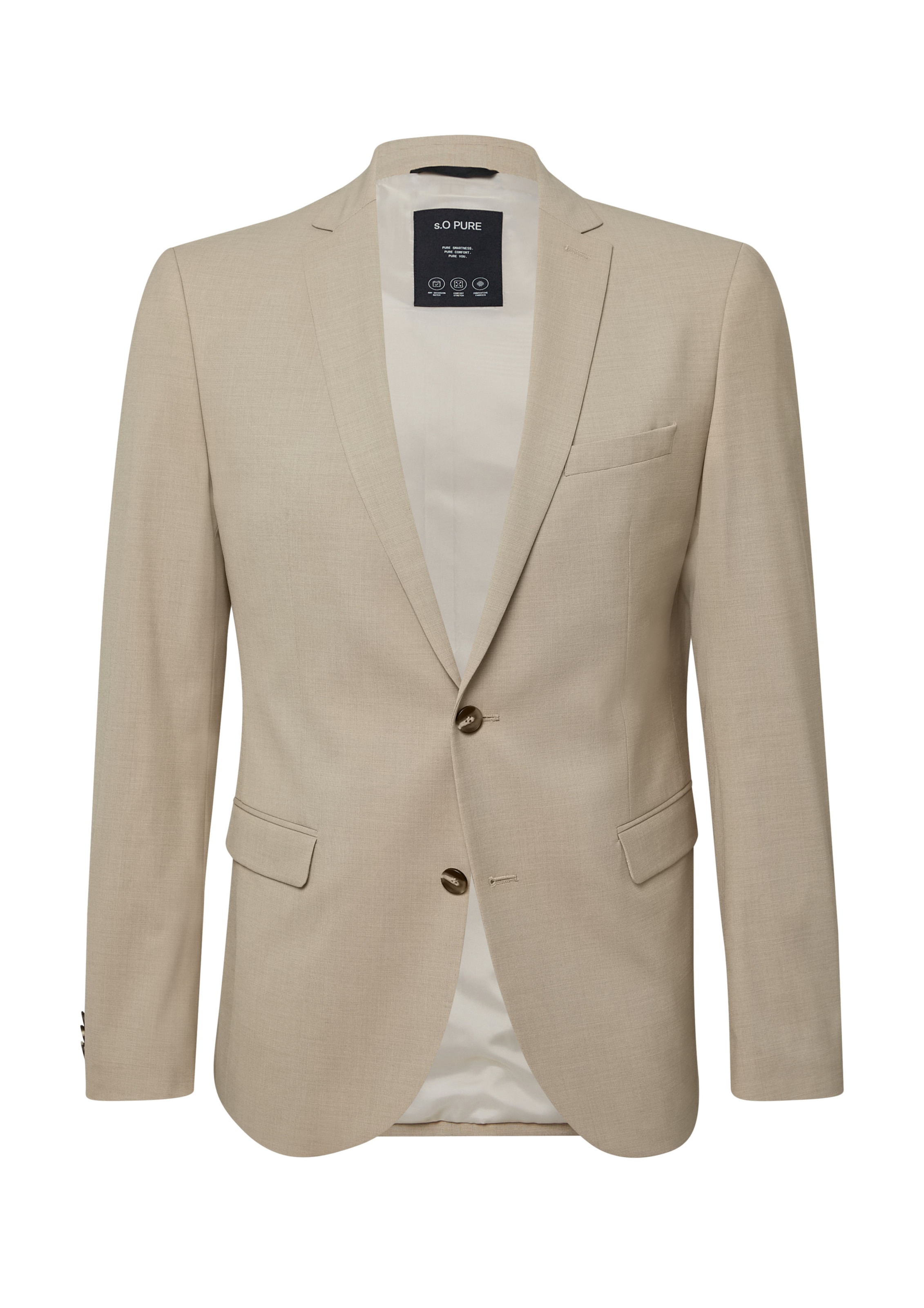 s.Oliver - Ajuste estrecho Chaqueta saco en beige: frente