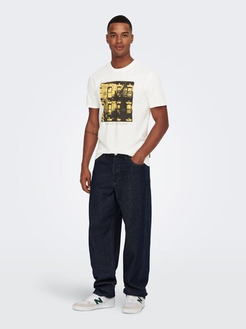 T-Shirt 'Frankie' Only & Sons en blanc