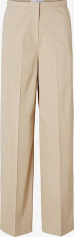 SELECTED FEMME Wide Leg Bukser med fals i beige: forside