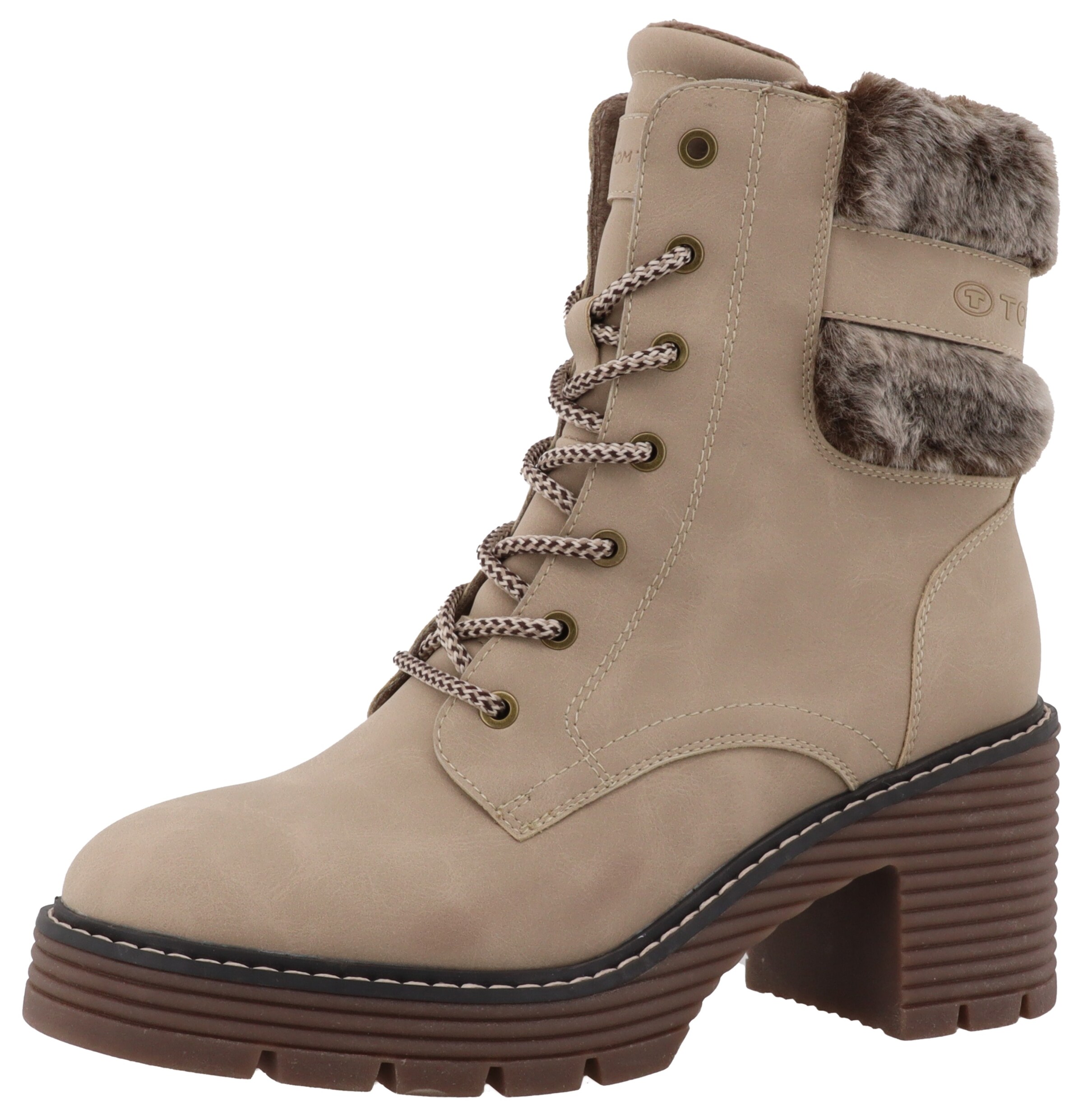 TOM TAILOR Schnürstiefelette in Beige: Vorderseite