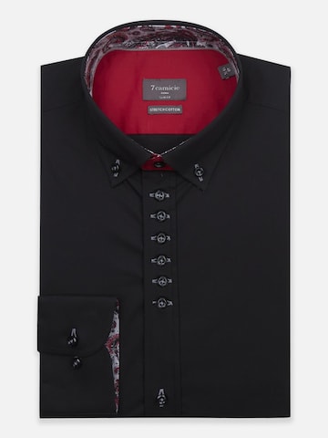 Camicia 'Donatello Iconic Poplin Stretch Man Shirt Red' di 7Camicie in nero: frontale