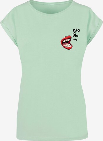 Merchcode Shirt 'Bla Bla Bla Comic' in Groen: voorkant