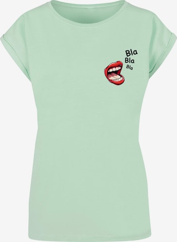 Merchcode Shirt 'Bla Bla Bla Comic' in Groen: voorkant