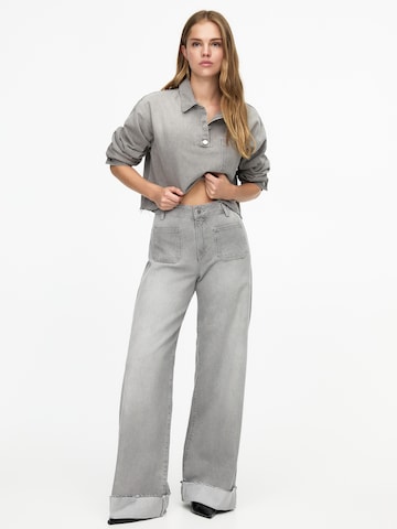 Wide Leg Jean Pull&Bear en gris