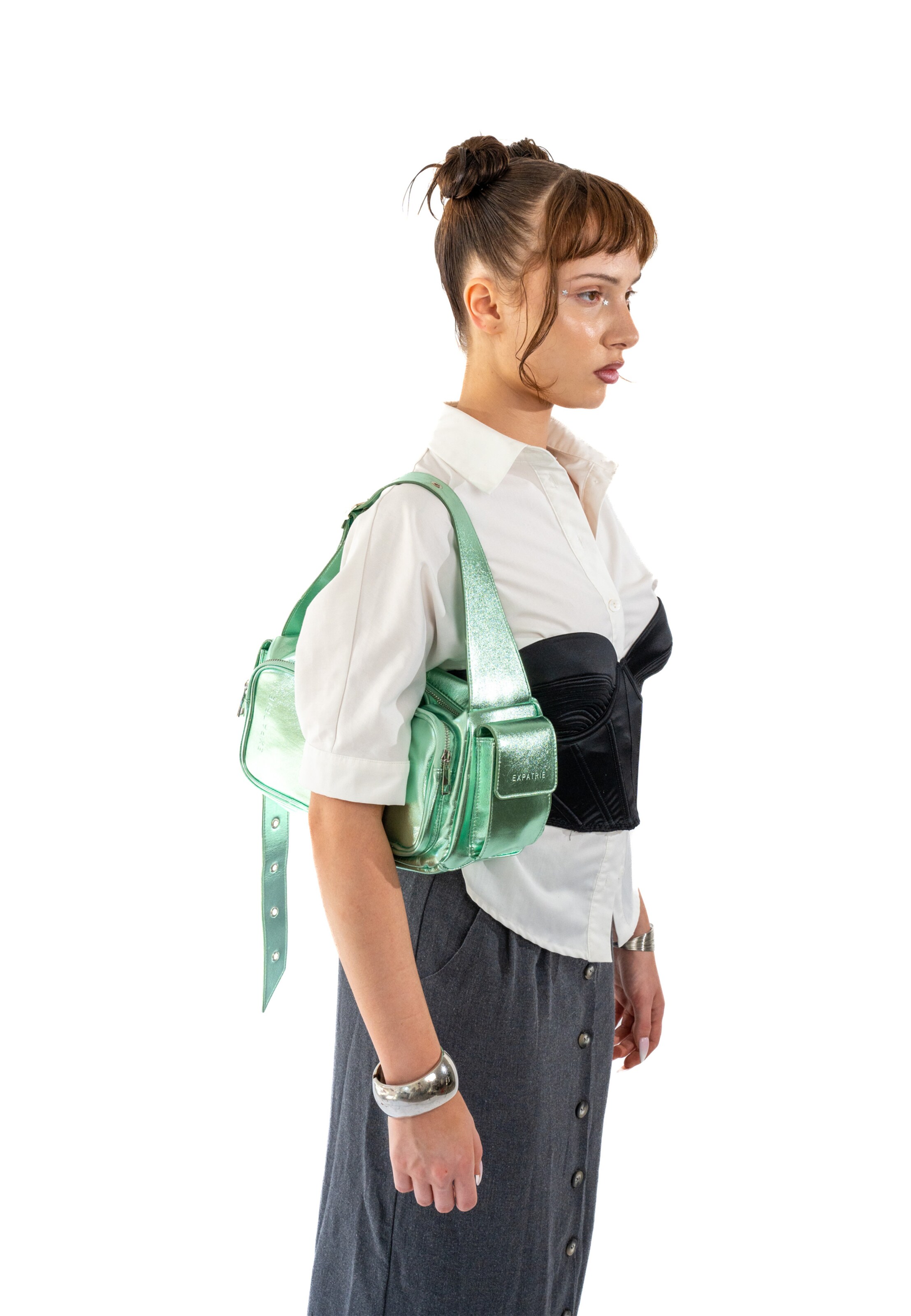 Expatrié Õlakott 'Stella', värv roheline: eest vaates