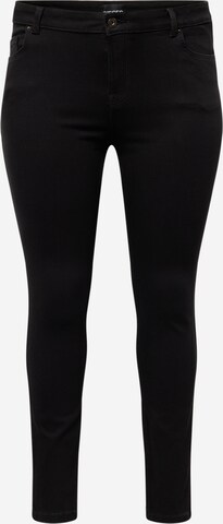 PIECES Curve Slimfit Jeans 'NUNNA' i svart: forside