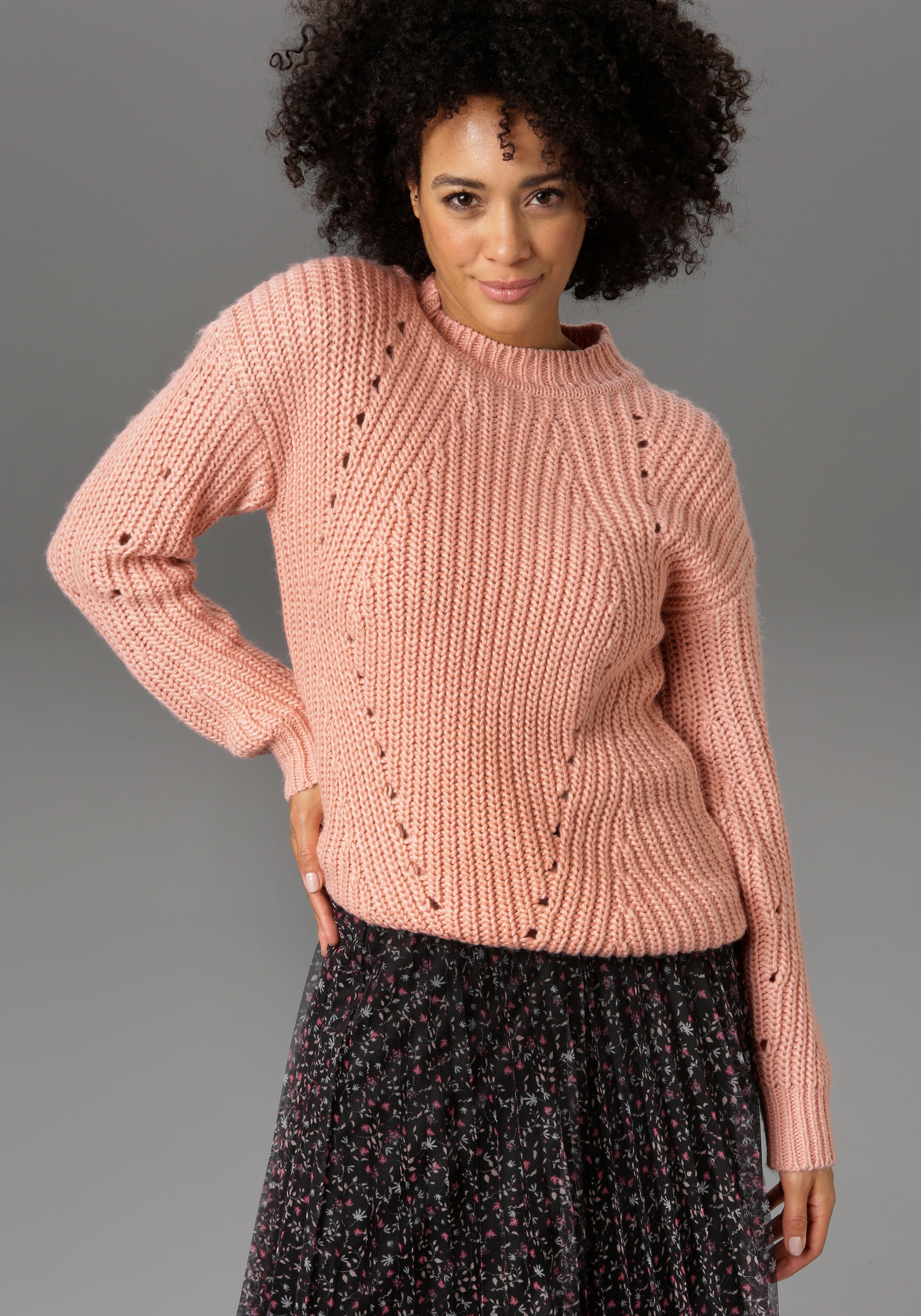 Frauen Pullover & Strick Aniston CASUAL Pullover in Lachs - SW23044 Frauen Pullover & Strick Aniston CASUAL Pullover in Lachs - SW23044