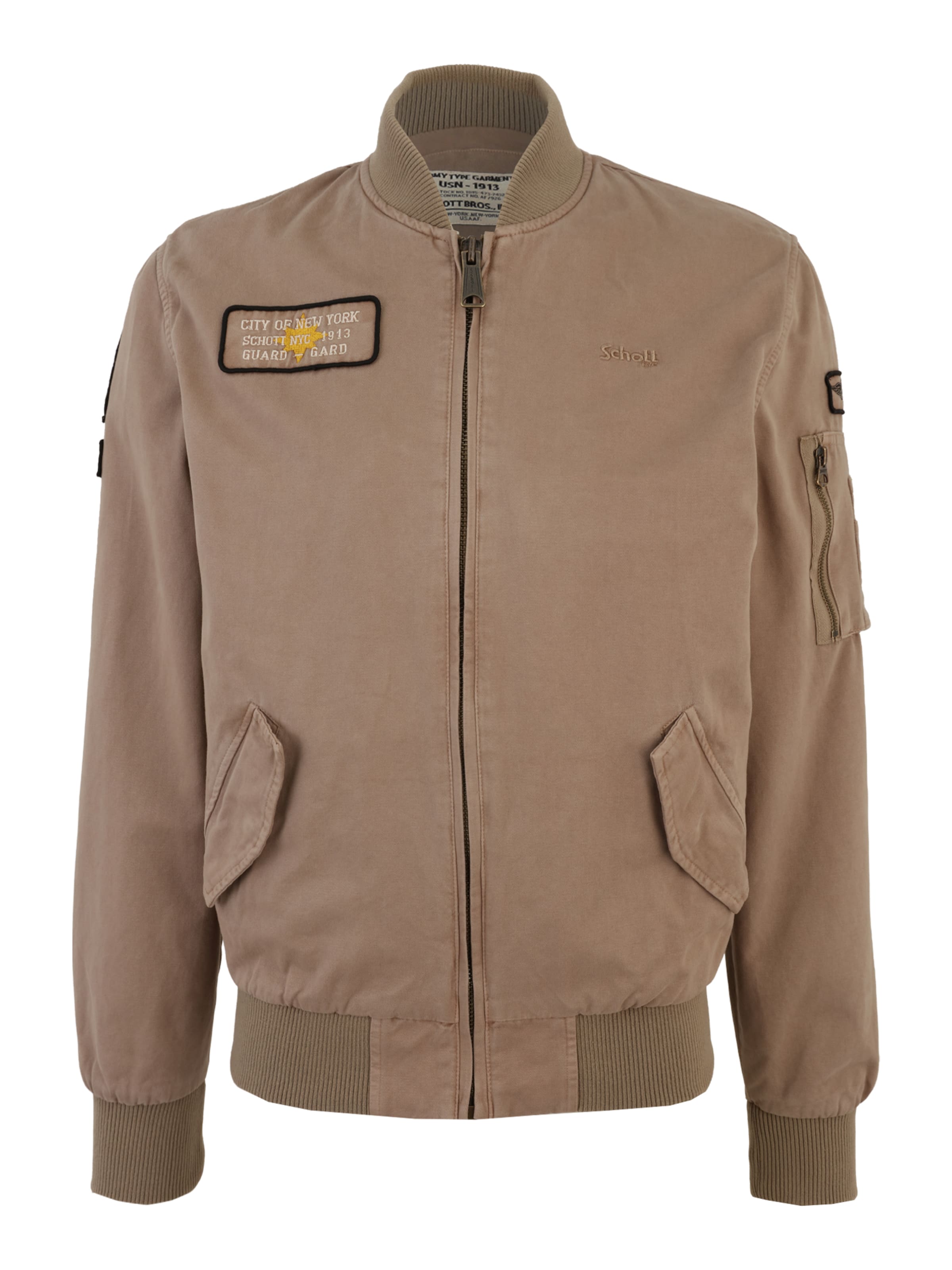 Schott NYC Veste mi-saison en taupe, Vue avec produit