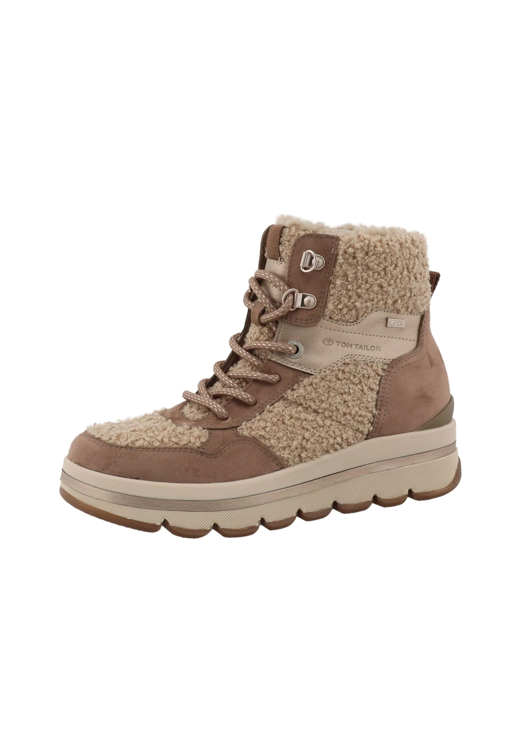 TOM TAILOR Schnürstiefelette in Beige: Vorderseite