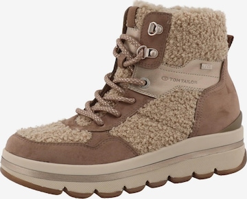 TOM TAILOR - Botines con cordones en beige: frente
