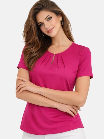 REGINA FASHION Bluza 'Short Sleeve Blouse with Pleated Neckline' | roza barva