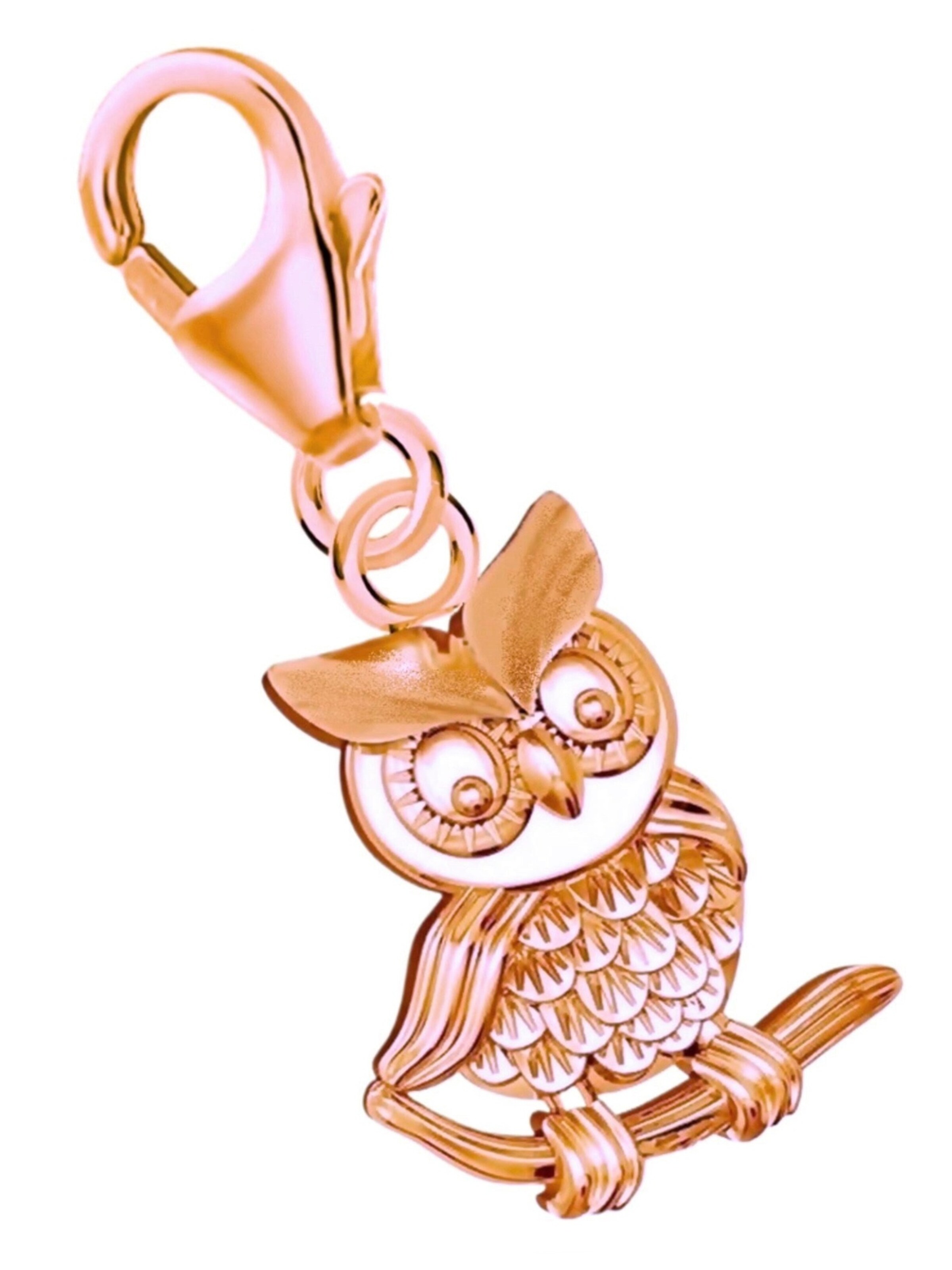 Goldene Hufeisen Pendant 'Eule' in Gold: front