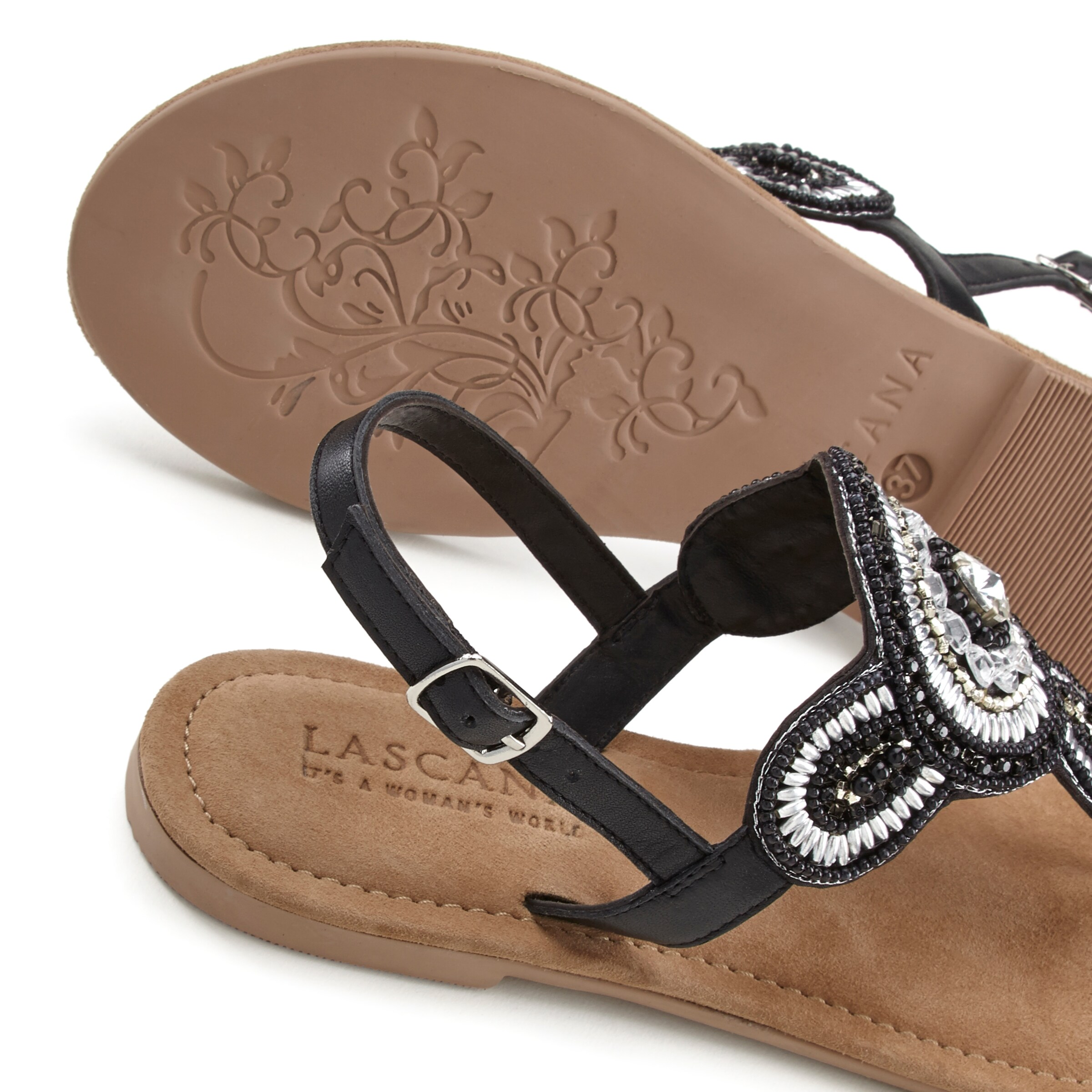 LASCANA Teenslipper in Zwart