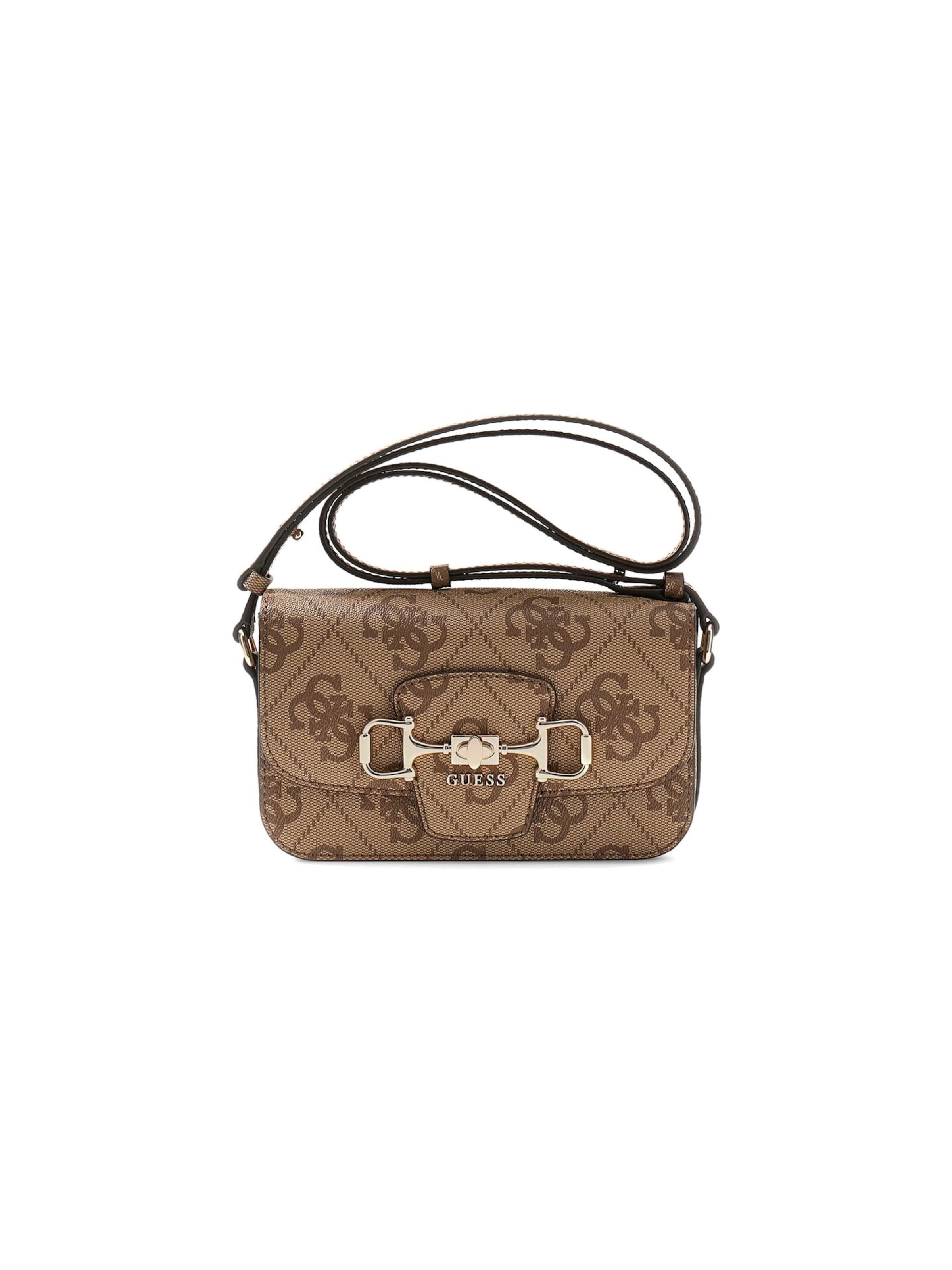 GUESS Umhängetasche 'Janie Logo Cnvrtbl Xbody Flap'‌‌‌‌‌‌‌ in Braun: Vorderseite