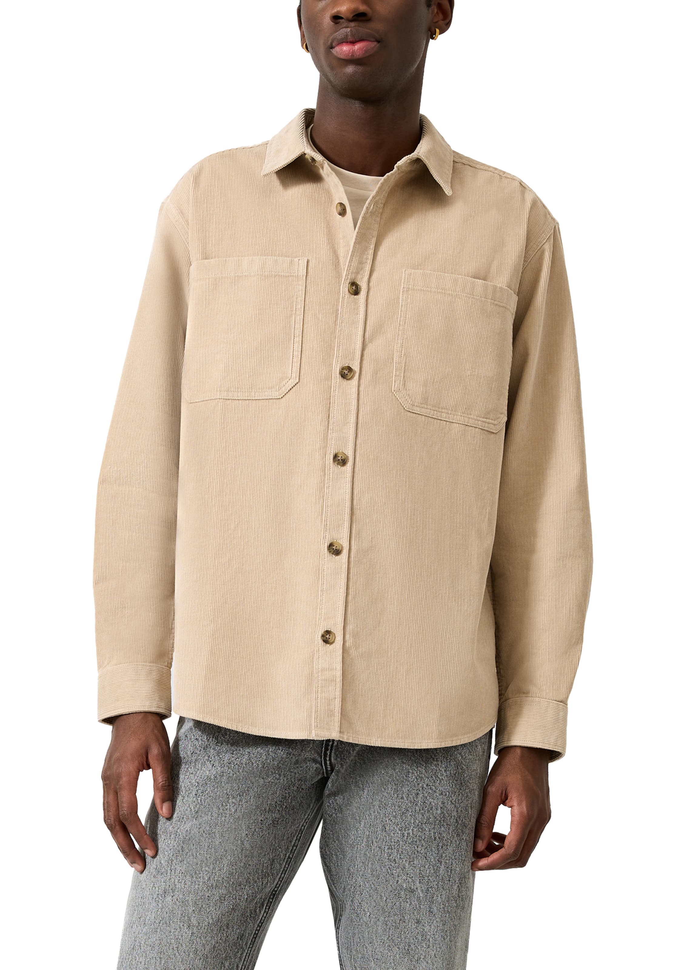QS Comfort fit Overhemd in Beige: voorkant