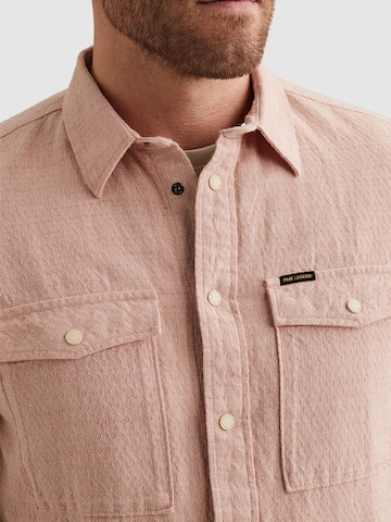 PME Legend Regular fit Overhemd 'Shirt with short sleeves in cotton/linen' in Roze
