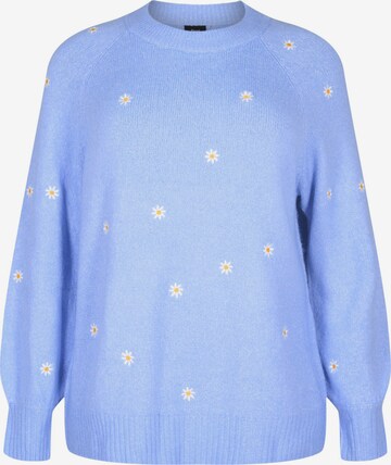 Zizzi Sweater 'MHEART' in Blue: front