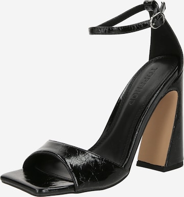 TOPSHOP Strap Sandals 'Fliss' in Black: front