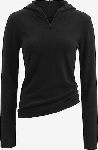 TorWeit Sticktop 'Black Hooded Knit Top' in Schwarz: Vorderseite
