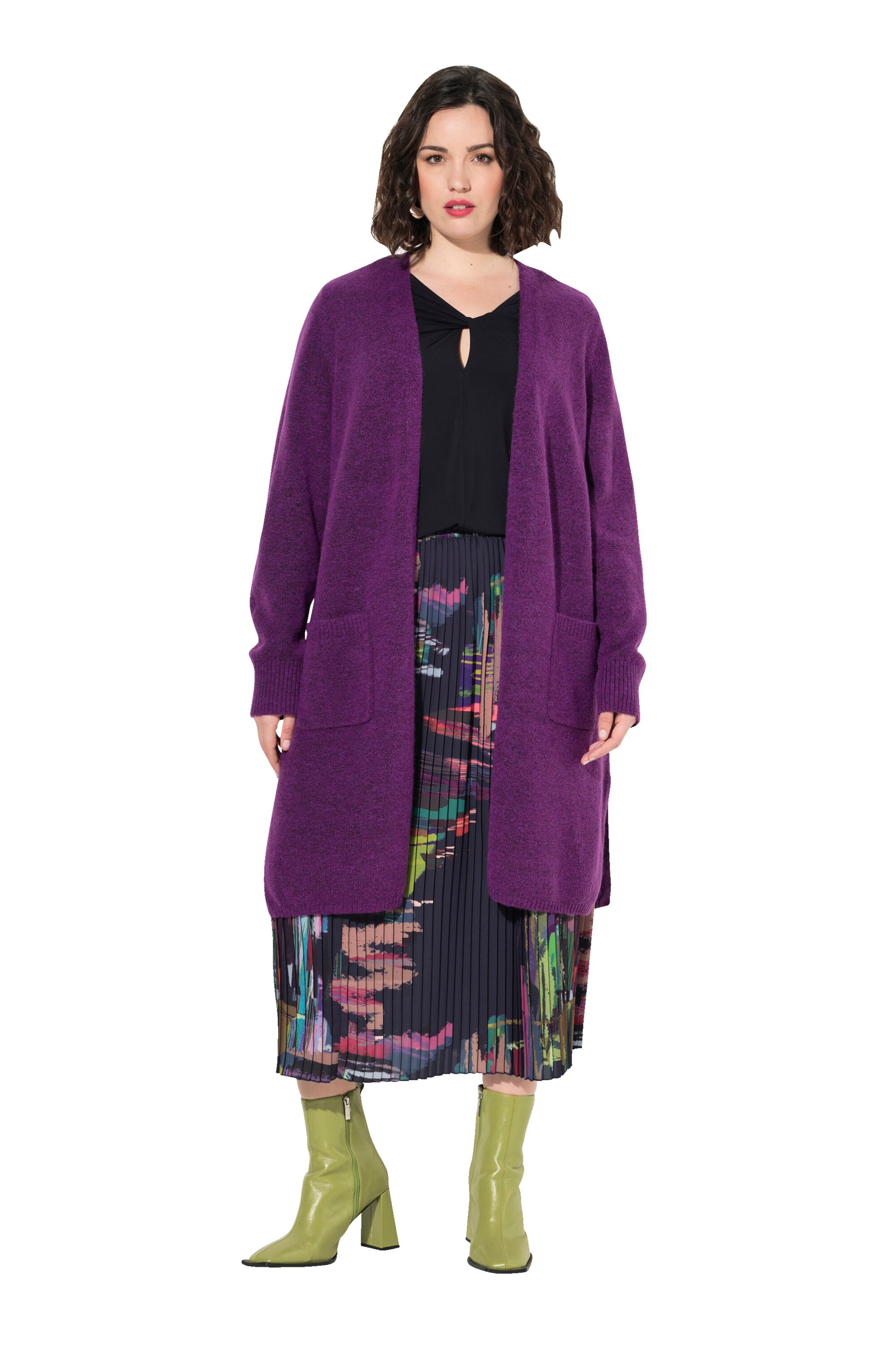 Ulla Popken Knit cardigan in Purple: front