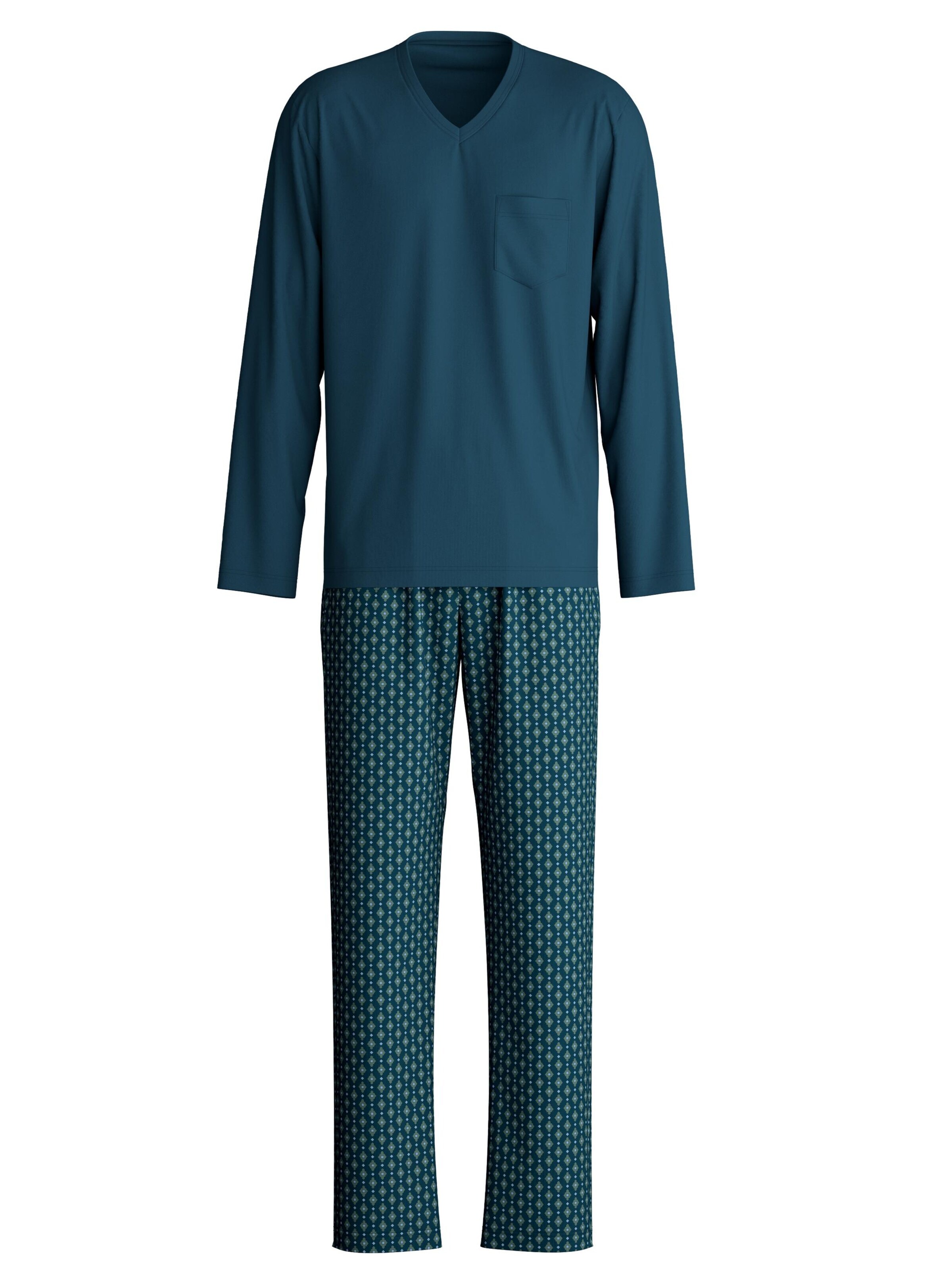 CALIDA Pyjama lang 'Relax Imprint'‌‌‌‌‌‌‌ in Grün: Vorderseite