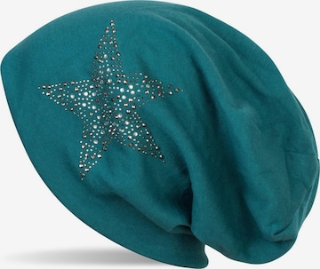 styleBREAKER Mütze 'Beanie Mütze mit Strass Nieten Stern' in Grün: Vorderseite