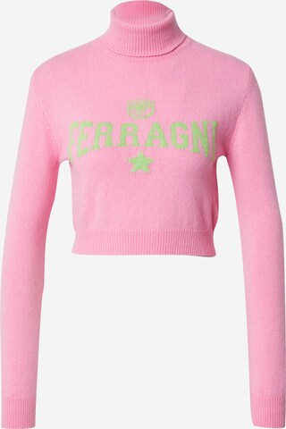 Pullover di Chiara Ferragni in rosa: frontale