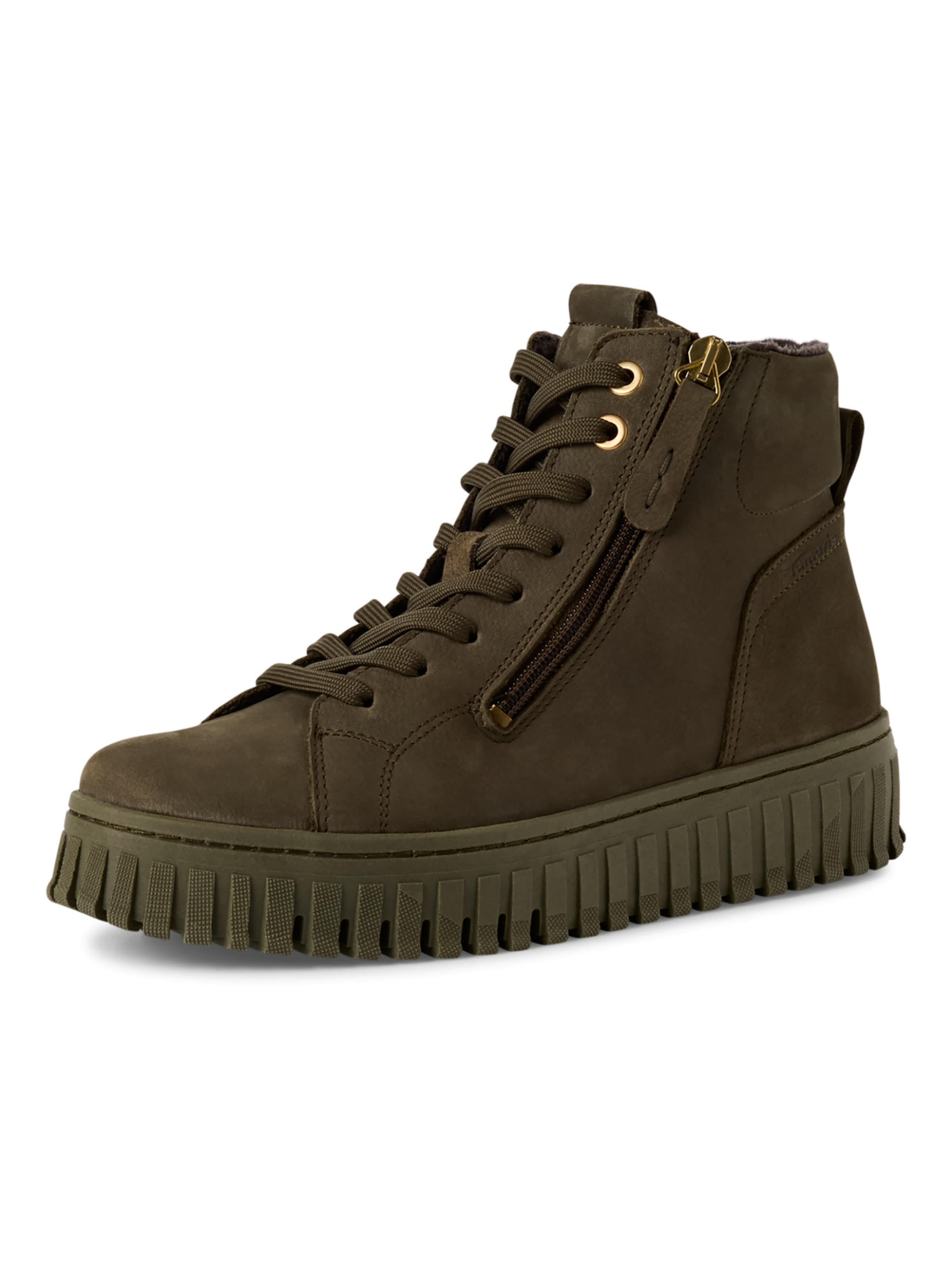 Tamaris Lace-Up Ankle Boots in Green