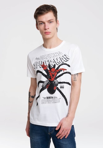 LOGOSHIRT T-Shirt 'Spider-Man' in Weiß: predná strana