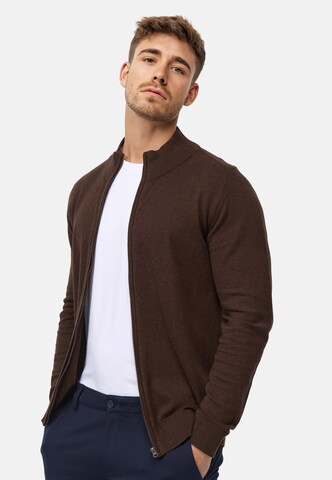 INDICODE JEANS Knit Cardigan 'Lau' in Brown: front