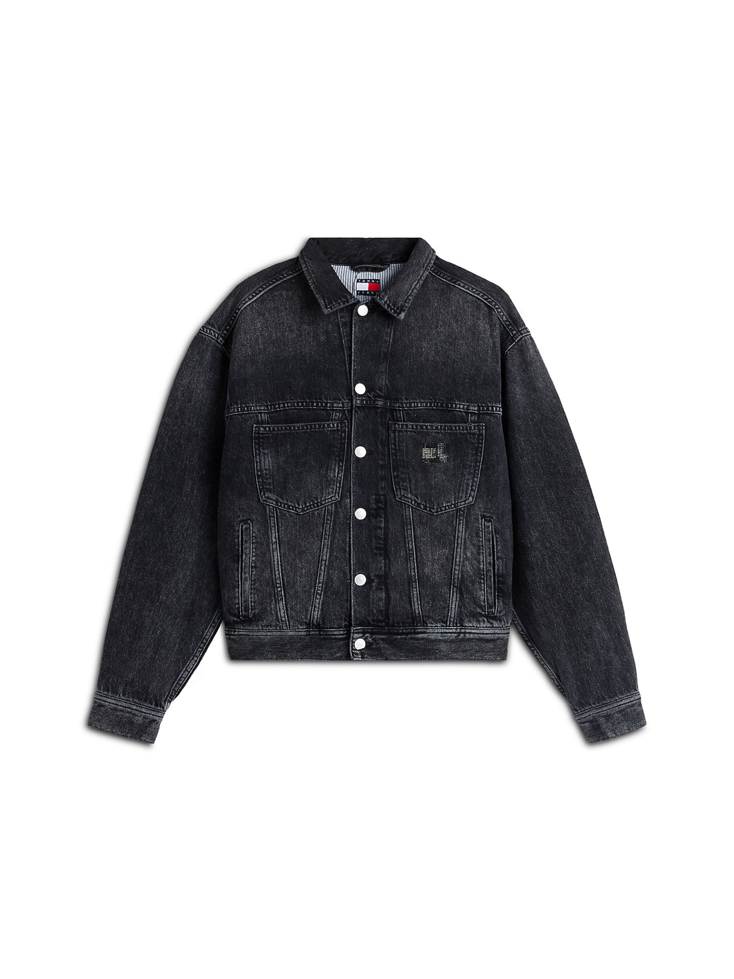 Tommy Jeans Φθινοπωρινό και ανοιξιάτικο μπουφάν σε μαύρο: μπροστά
