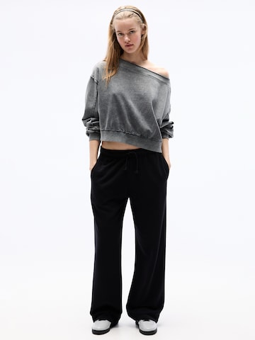 Pull&Bear Wide Leg Hose in Schwarz