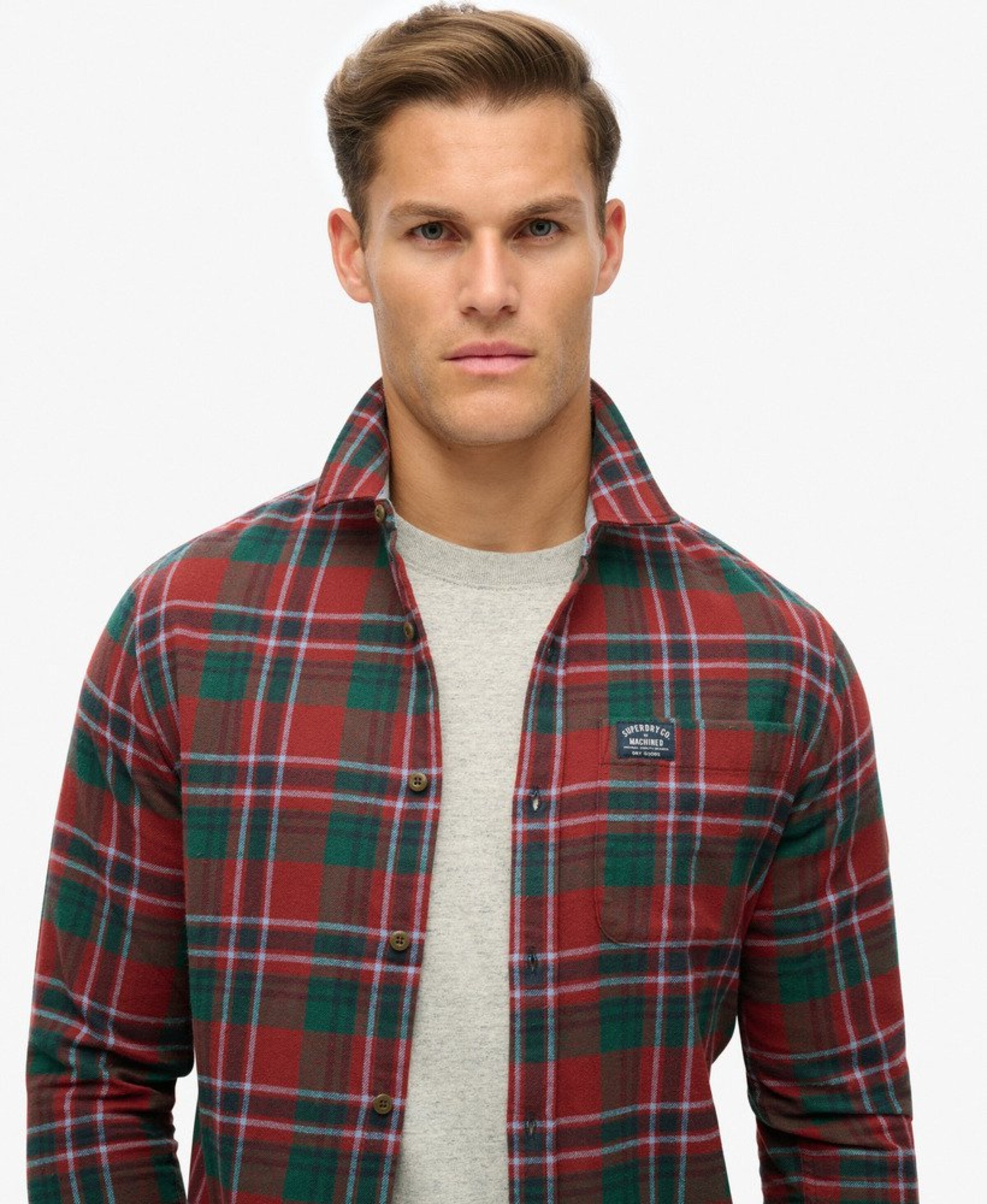 Superdry Regular Fit Hemd in Rot: Vorderseite