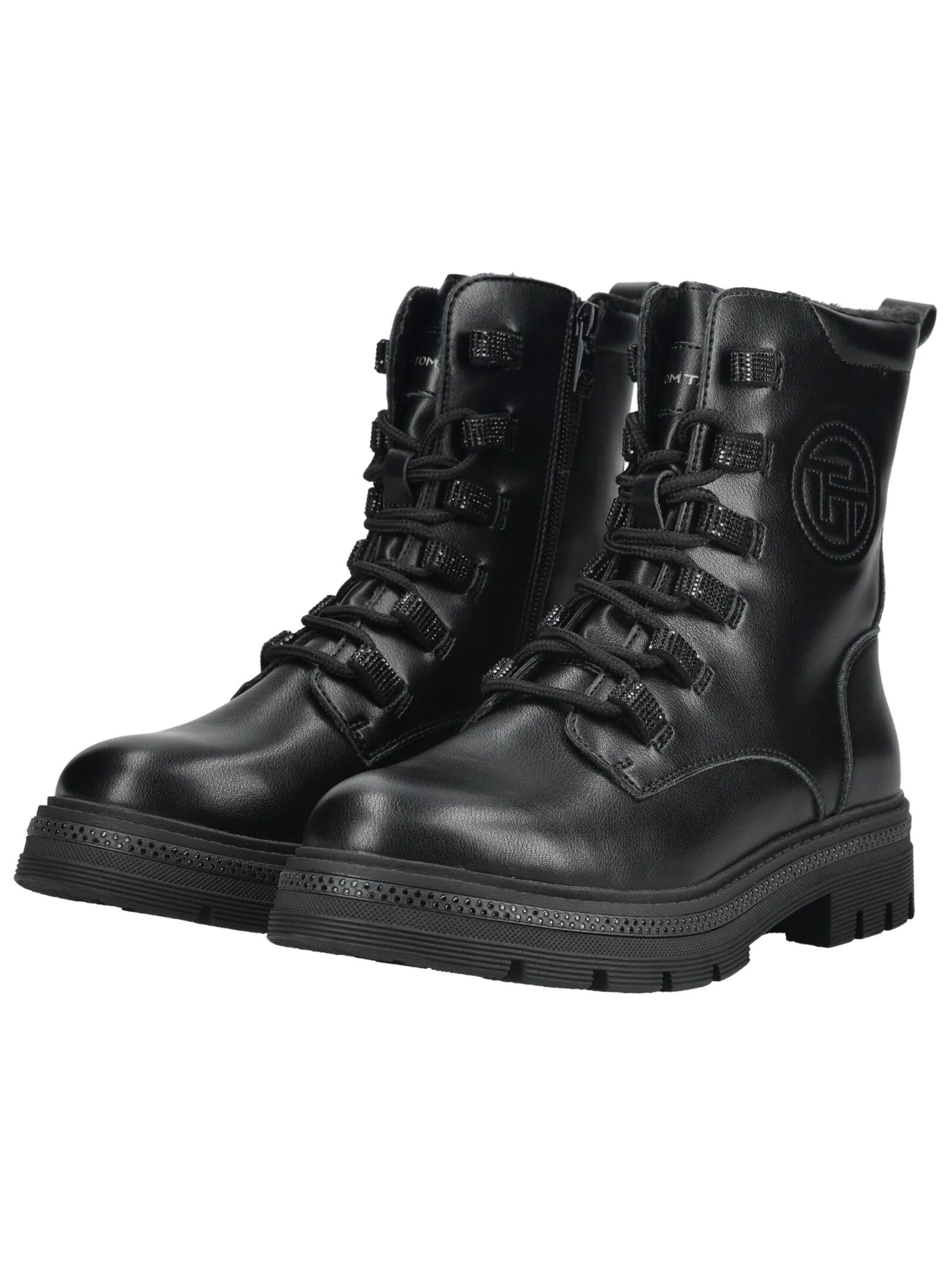 TOM TAILOR Schnürstiefelette in Schwarz