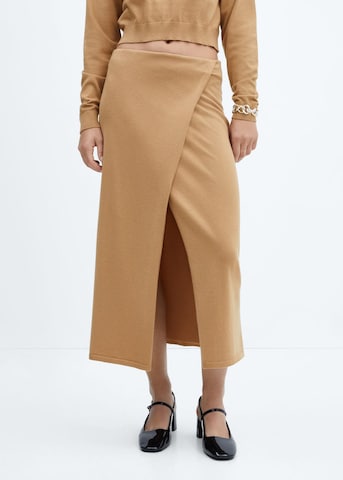 MANGO Rok 'Percebe' in Bruin: voorkant