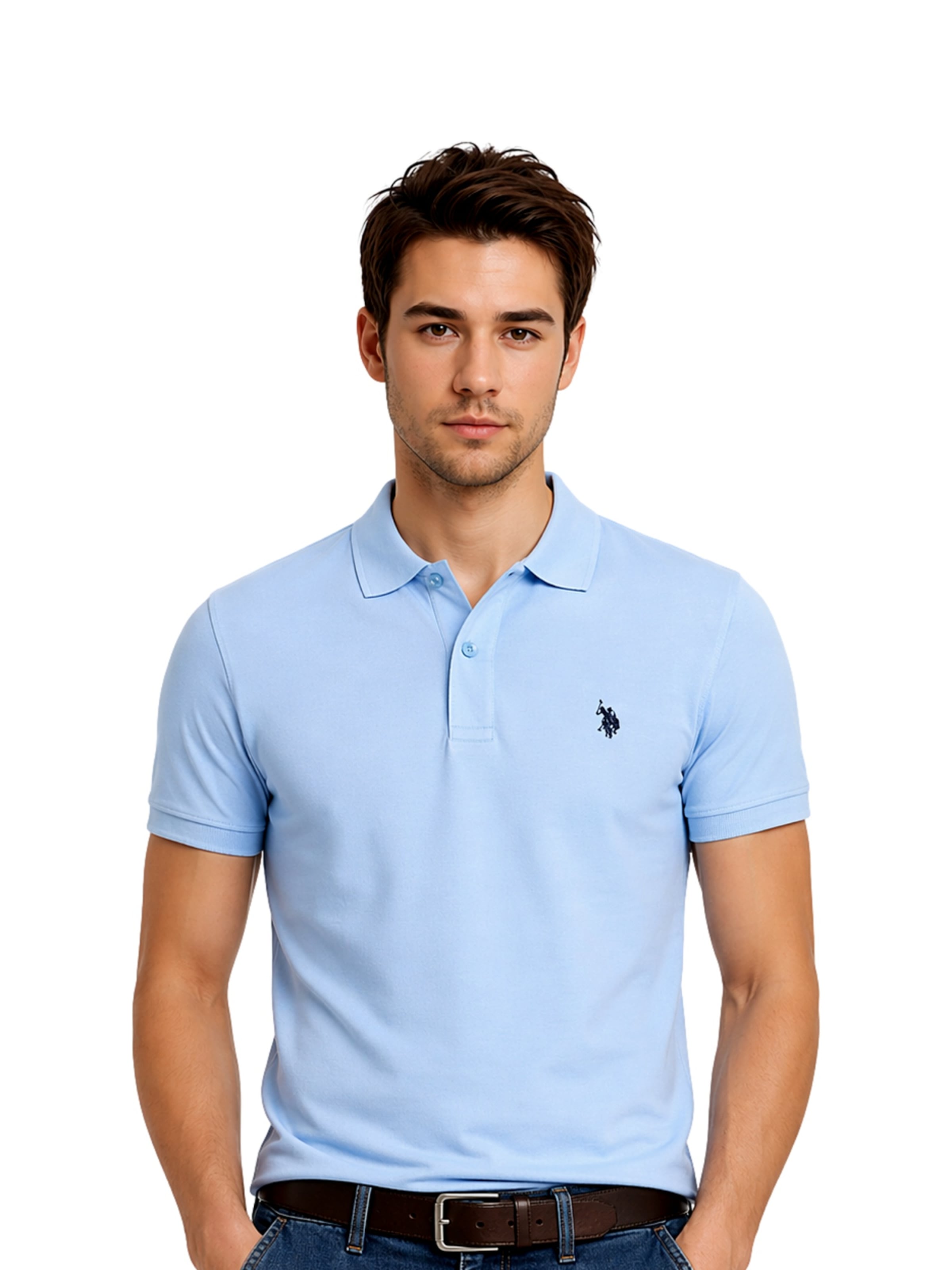 U.S. POLO ASSN. - Camisa em azul: frente