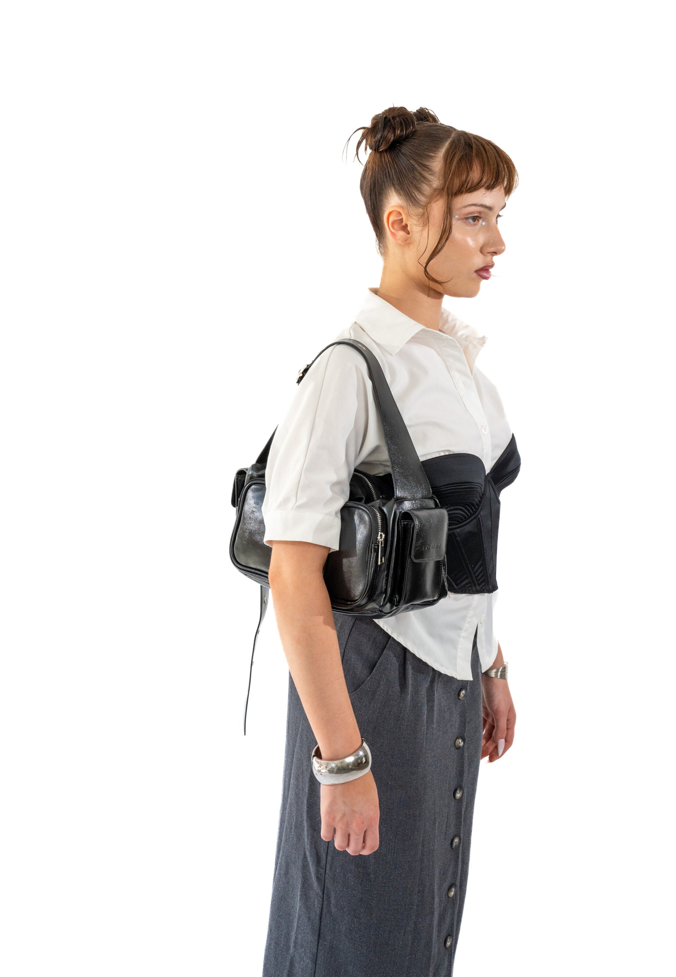 Expatrié - Mala de ombro 'Stella' em preto: frente