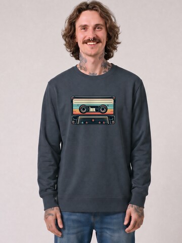 Watapparel Sweatshirt 'Retro Kassette' in Grau: Vorderseite