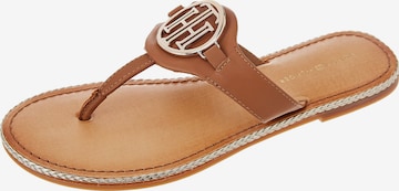 TOMMY HILFIGER T-Bar Sandals in Brown: front