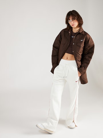 Wide Leg Pantalon 'FLC PHX' Nike Sportswear en beige