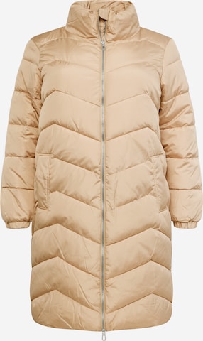 Vero Moda Curve Winter Coat in Beige: front