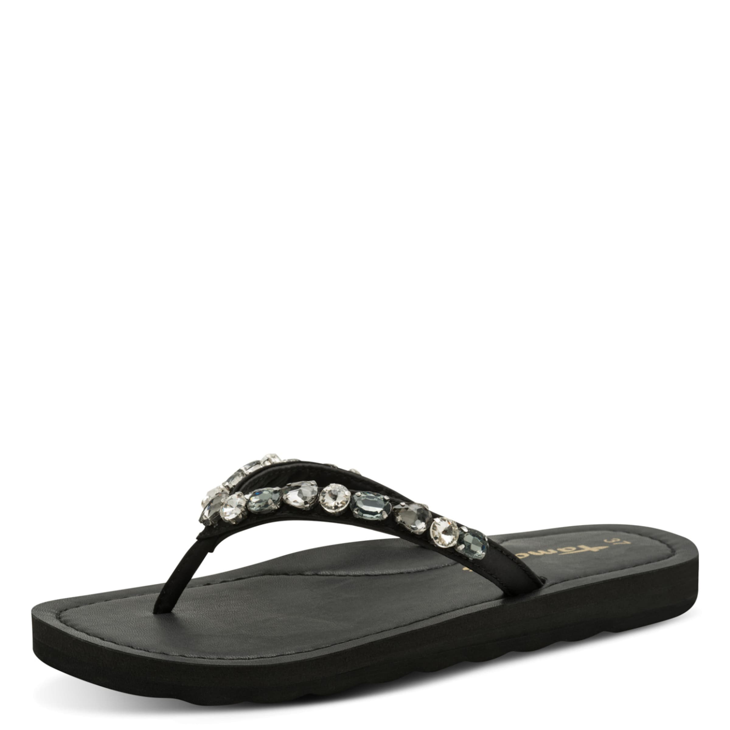 Tamaris T-Bar Sandals in Black: front