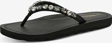 Tamaris T-Bar Sandals in Black: front