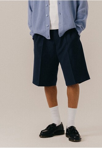 BLKVIS Pleat-Front Pants in Blue: front