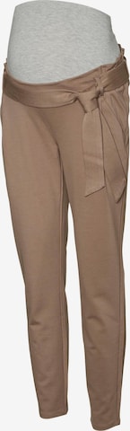 Vero Moda Maternity Slim fit Pleat-Front Pants 'Bailey' in Brown: front