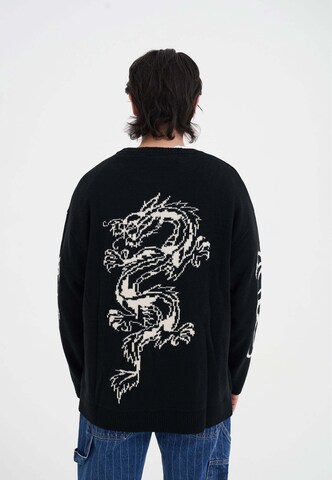 Ed Hardy Neulepaita 'Intarsien Tattoo Drache' värissä musta