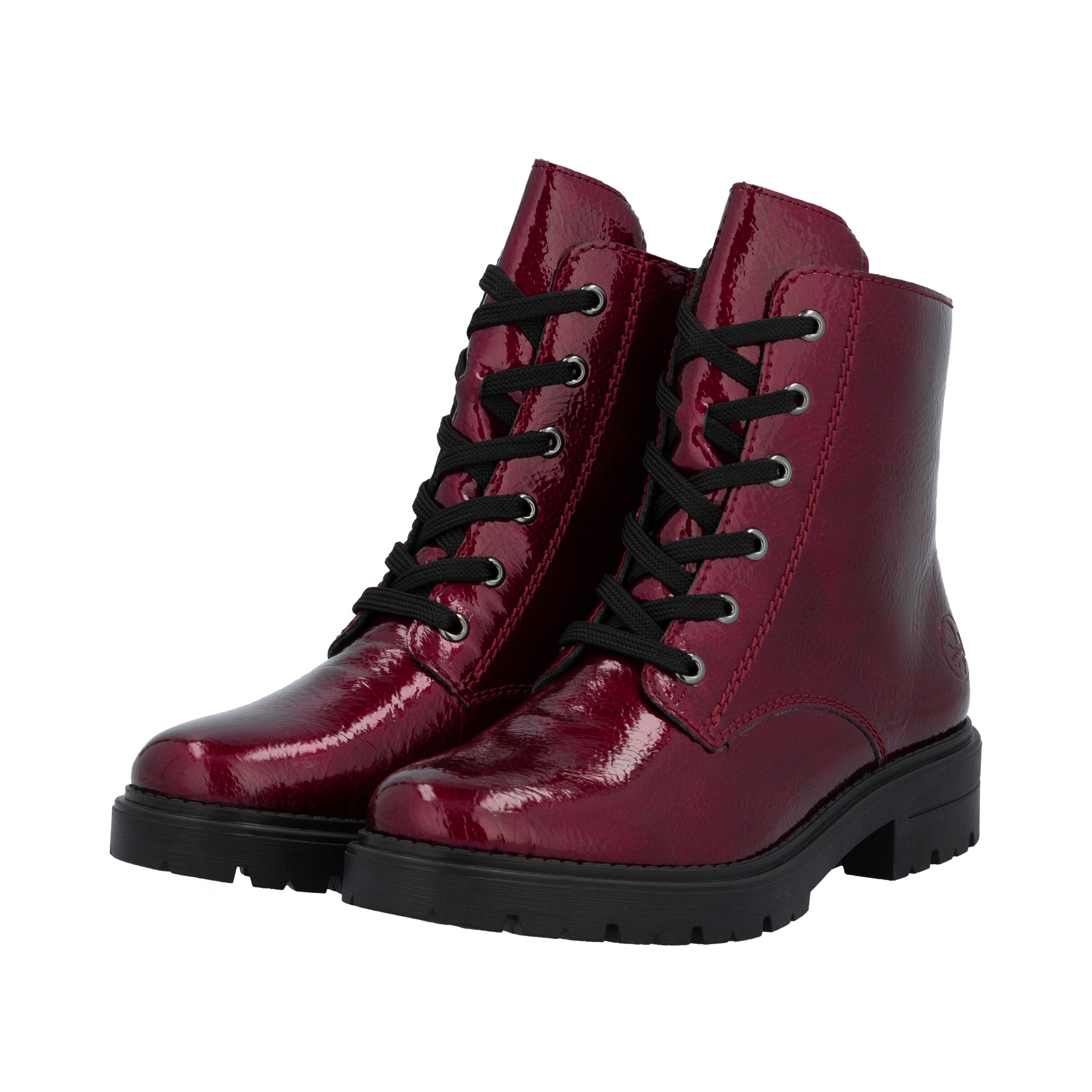 Rieker Lace-Up Ankle Boots in Red