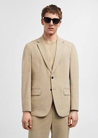 MANGO MAN Slim fit Suit Jacket 'Zurich' in Beige: front